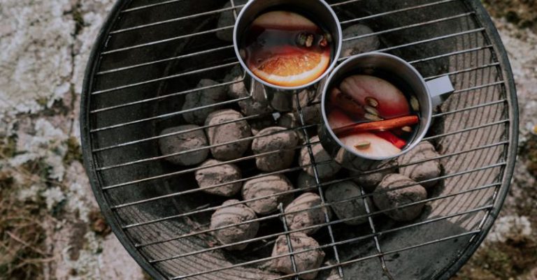 Outdoor Cooking - Cups on Charcoal Grill