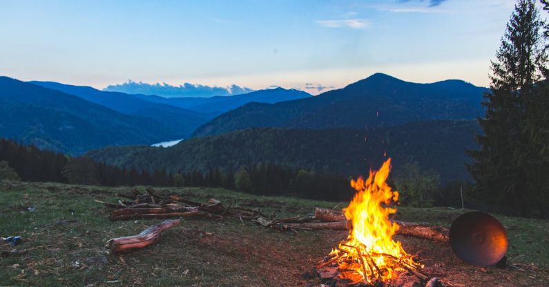 Camping - Bonfire Surrounded With Green Grass Field