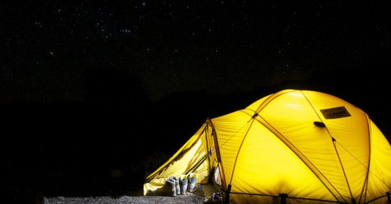 Camping - Yellow Tent Under Starry Night