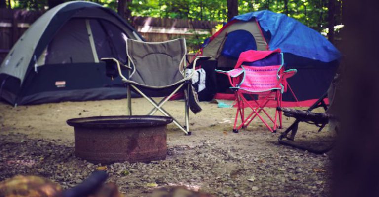 Camping - Two Pink and Gray Camping Chairs