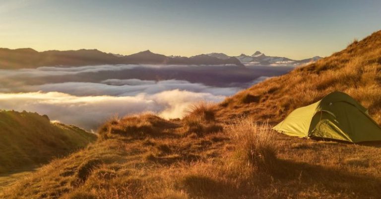 Camping - Green Tent On Top Of Mountain